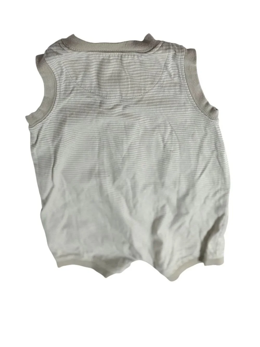 Carters Boys Infant Baby Size 6 Months Tan White Romper Short Outfit Striped Din